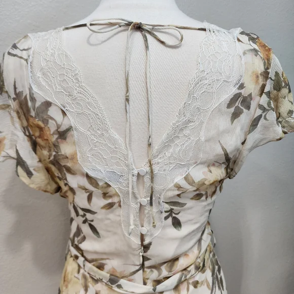 Reiss Emlin Floral Lace Yellow‎ Dress Wedding Garden Party Slip Dress Size 6 - Picture 8 of 11